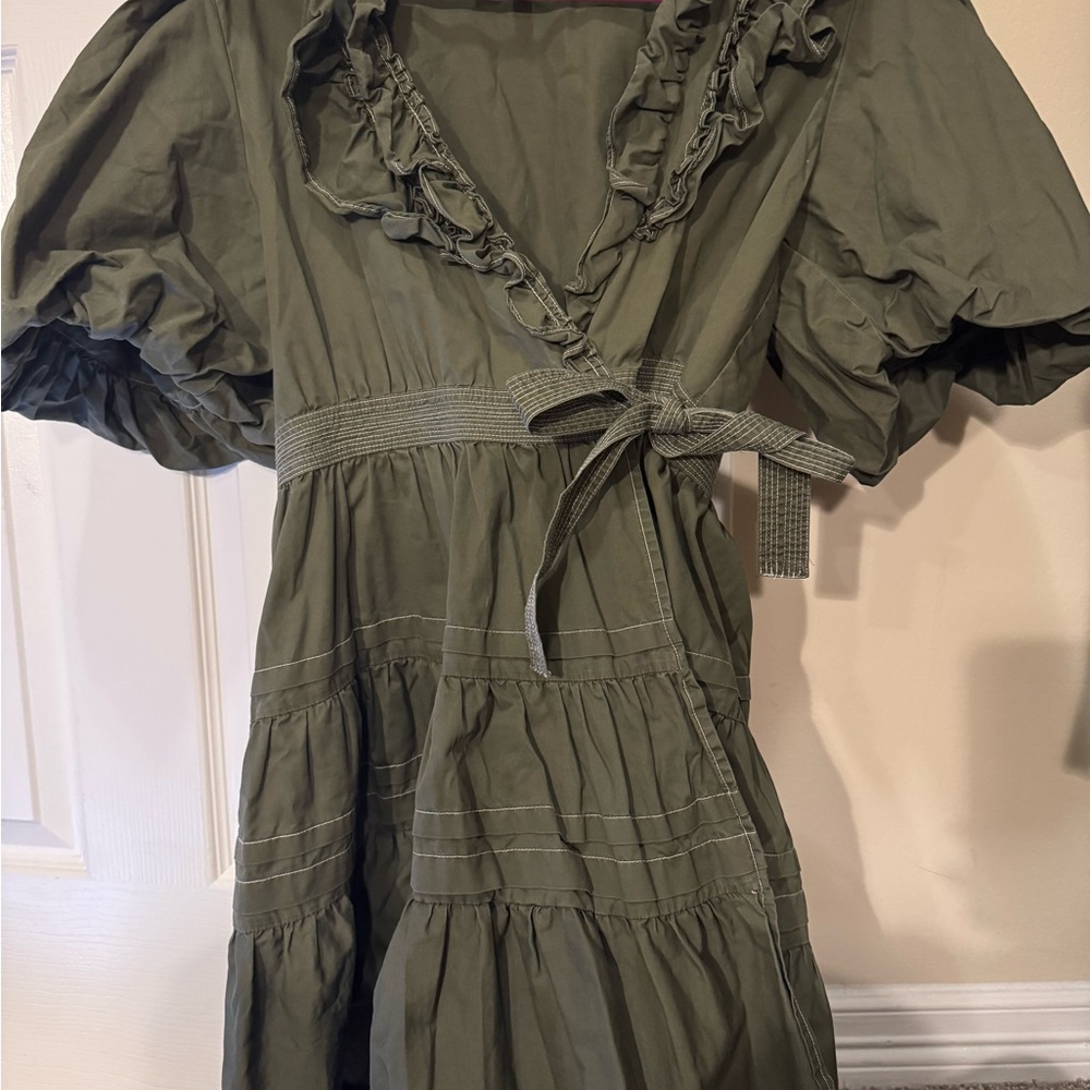 En Saison Olive Green Wrap Dress